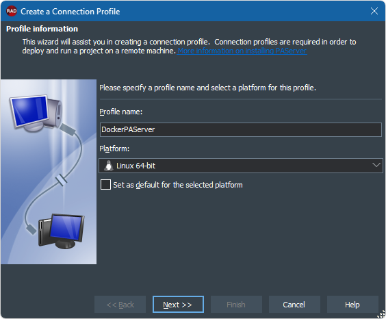 CreateConnProfile ProfileInfoPage Linux