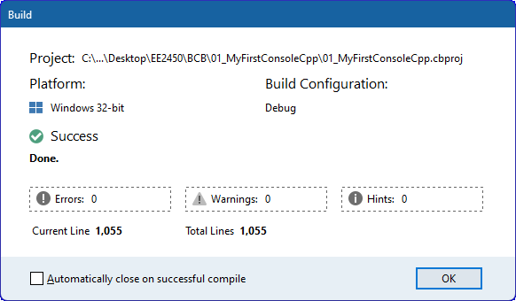 bcb BuildResultDialog