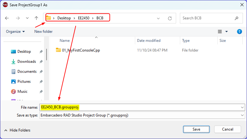 bcb SaveProjectGroup EE2450BCB